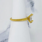 Gold Braided Band Princess Cut Solitaire Ring For Women