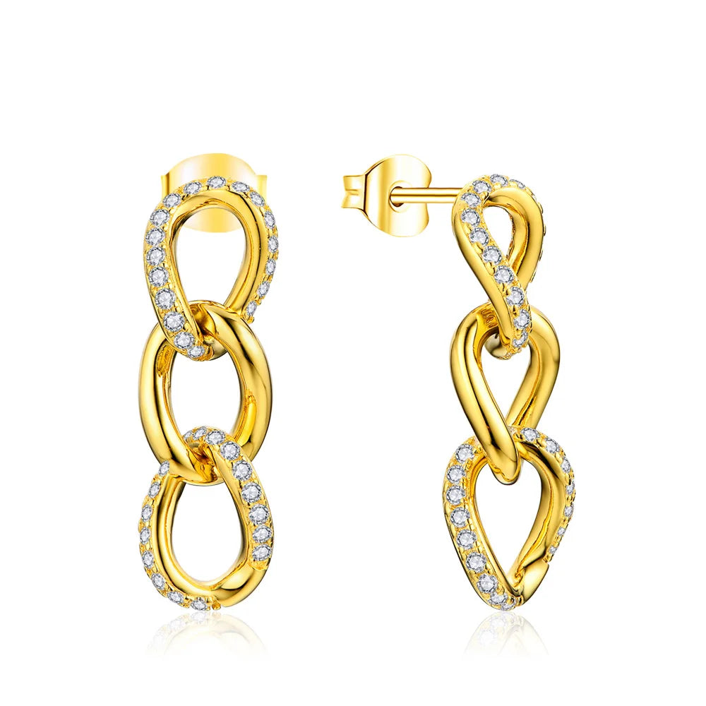 925 Sterling Silver D Drop Moissanite VVS1 Diamond Dangle Earrings - Luxury BandsCo Straps