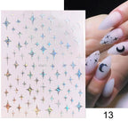 Gold Christmas Snowflake 3D Nail Stickers Sparkly Iridescent Silver Xmas Tree Elk Deer Transfer Sliders Winter Nails Accessories Design Decor Tip Transfer Nail Decals Sticker For Pretty Girl Self-Adhesive Nail Decals Designer Nail Stickers Stevvex