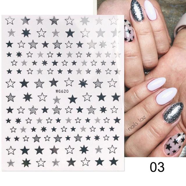 Gold Christmas Snowflake 3D Nail Stickers Sparkly Iridescent Silver Xmas Tree Elk Deer Transfer Sliders Winter Nails Accessories Design Decor Tip Transfer Nail Decals Sticker For Pretty Girl Self-Adhesive Nail Decals Designer Nail Stickers Stevvex