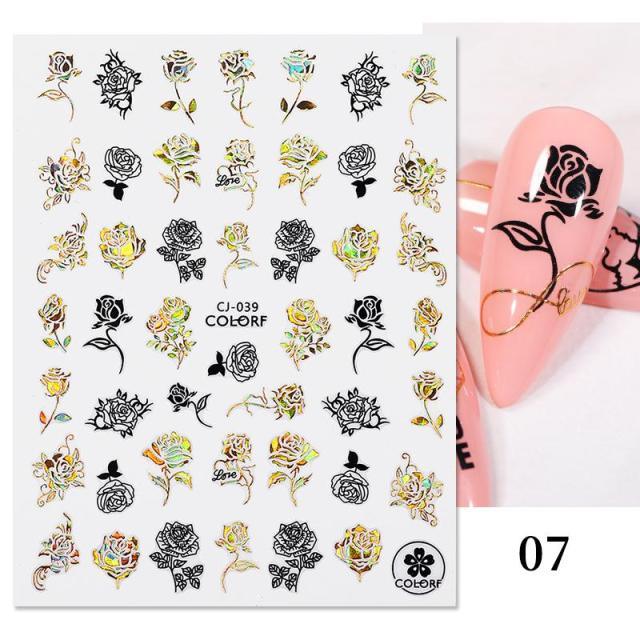 Gold Christmas Snowflake 3D Nail Stickers Sparkly Iridescent Silver Xmas Tree Elk Deer Transfer Sliders Winter Nails Accessories Design Decor Tip Transfer Nail Decals Sticker For Pretty Girl Self-Adhesive Nail Decals Designer Nail Stickers Stevvex