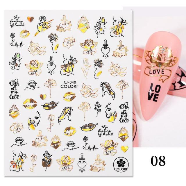 Gold Christmas Snowflake 3D Nail Stickers Sparkly Iridescent Silver Xmas Tree Elk Deer Transfer Sliders Winter Nails Accessories Design Decor Tip Transfer Nail Decals Sticker For Pretty Girl Self-Adhesive Nail Decals Designer Nail Stickers Stevvex