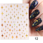 Gold Christmas Snowflake 3D Nail Stickers Sparkly Iridescent Silver Xmas Tree Elk Deer Transfer Sliders Winter Nails Accessories Design Decor Tip Transfer Nail Decals Sticker For Pretty Girl Self-Adhesive Nail Decals Designer Nail Stickers Stevvex