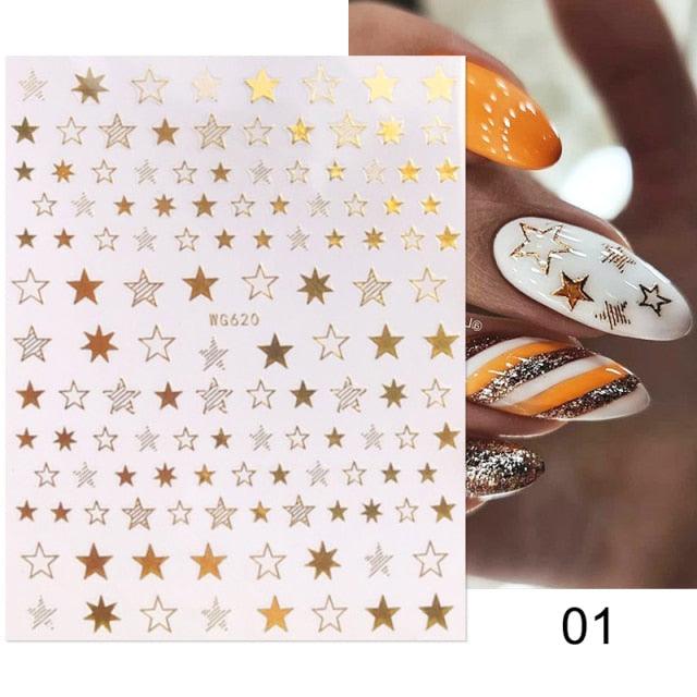Gold Christmas Snowflake 3D Nail Stickers Sparkly Iridescent Silver Xmas Tree Elk Deer Transfer Sliders Winter Nails Accessories Design Decor Tip Transfer Nail Decals Sticker For Pretty Girl Self-Adhesive Nail Decals Designer Nail Stickers Stevvex