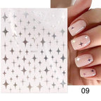 Gold Christmas Snowflake 3D Nail Stickers Sparkly Iridescent Silver Xmas Tree Elk Deer Transfer Sliders Winter Nails Accessories Design Decor Tip Transfer Nail Decals Sticker For Pretty Girl Self-Adhesive Nail Decals Designer Nail Stickers Stevvex
