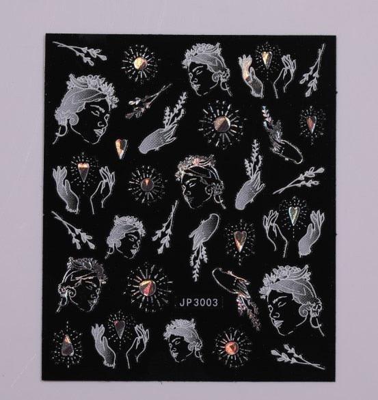 Gold Christmas Snowflake 3D Nail Stickers Sparkly Iridescent Silver Xmas Tree Elk Deer Transfer Sliders Winter Nails Accessories Design Decor Tip Transfer Nail Decals Sticker For Pretty Girl Self-Adhesive Nail Decals Designer Nail Stickers Stevvex