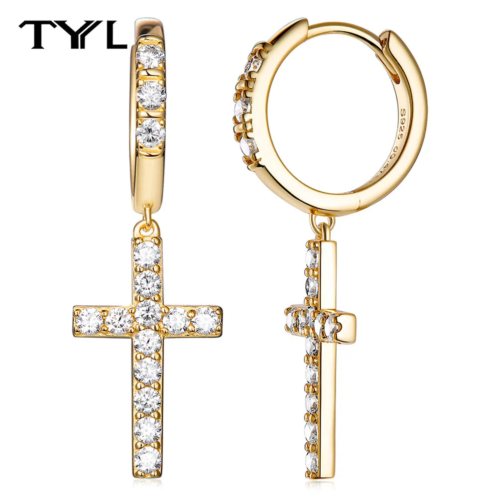 Moissanite VVS1 Drop Earrings 18K Gold Plated 925 Sterling Round Pear Square BandsCo Straps
