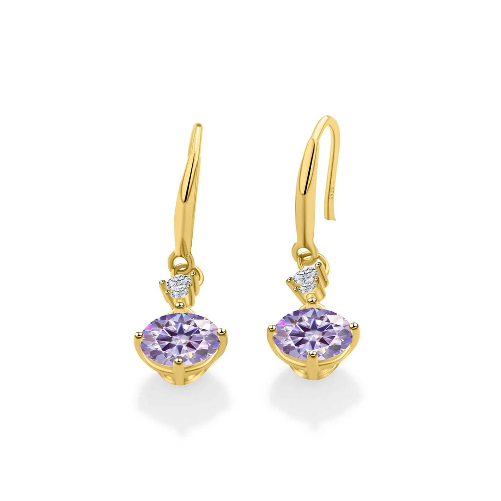 Moissanite Earrings 925 Sterling Silver White Gold Plated Hypoallergenic Studs BandsCo Straps