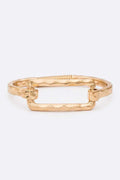 Gold Hammered Rectangle Spring Bangle Bracelet Womens