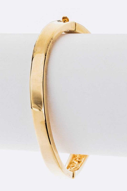 Gold Heart Cutout Hinge Bangle Bracelet For Women Elegant