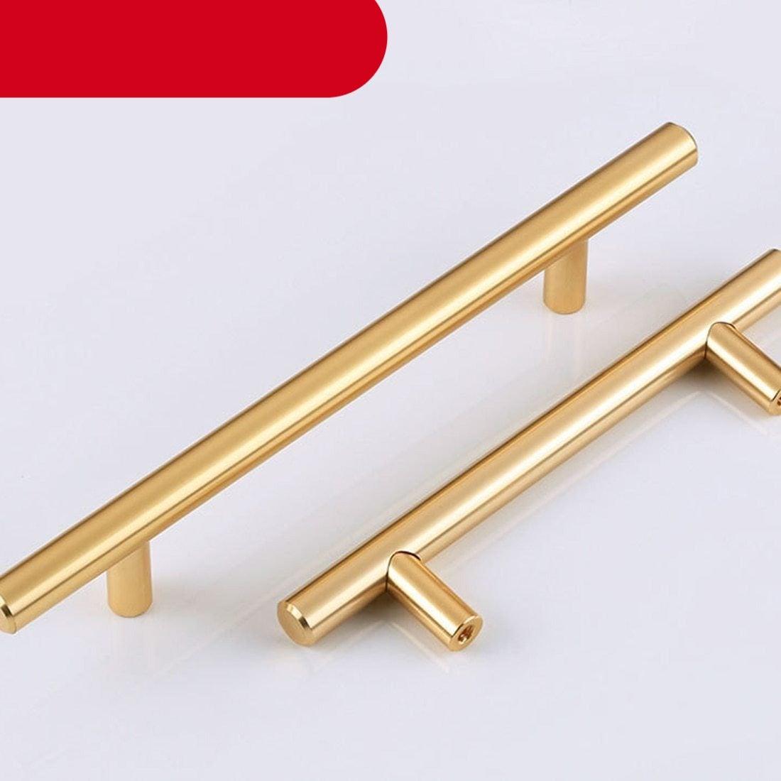 Gold Kitchen Door T Bar Straight Cupboard Handle Knobs Cabinet Pull Aluminum Alloy Handles Furniture Handle T Bar Handles for Kitchen Cabinets Door Brushed Brass Drawer Pulls Knobs Stainless Steel Furniture Hardware Stevvex