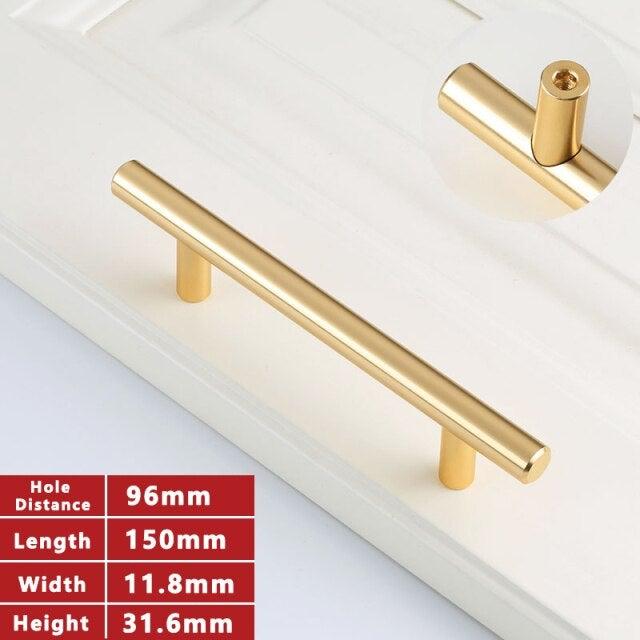 Gold Kitchen Door T Bar Straight Cupboard Handle Knobs Cabinet Pull Aluminum Alloy Handles Furniture Handle T Bar Handles for Kitchen Cabinets Door Brushed Brass Drawer Pulls Knobs Stainless Steel Furniture Hardware Stevvex