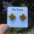 Gold Maple Leaf Acrylic Stud Earrings Lightweight For Women BandsCo Straps