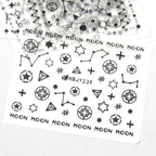 Gold Moon Star 3D Nail Stickers Ultra-thin Adhesive Decals Nail Art Decorations Stamping Manicure Nails Stickers Tool 3d Nail Decal Stickers Manicure Nail Art Decoration Accessories Holographic Old English Character Nail Self-Adhesive Sticker