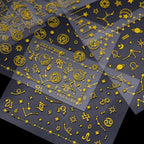 Gold Moon Star 3D Nail Stickers Ultra-thin Adhesive Decals Nail Art Decorations Stamping Manicure Nails Stickers Tool 3d Nail Decal Stickers Manicure Nail Art Decoration Accessories Holographic Old English Character Nail Self-Adhesive Sticker