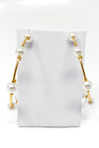 Gold Pearl Hoop Earrings Elegant Classic Lightweight