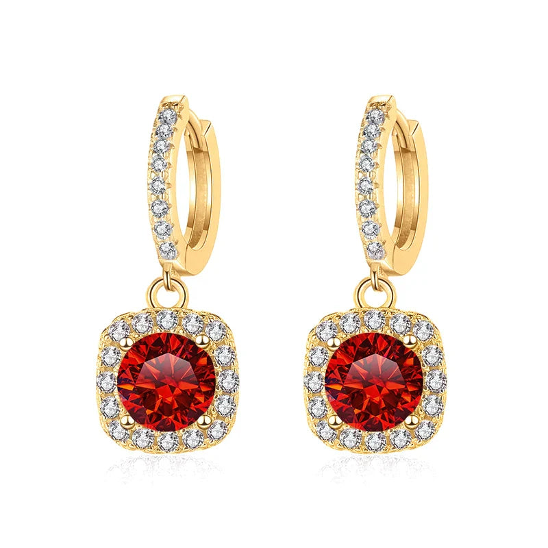 1ct GRA-Certified Moissanite Drop Earrings VVS D 18K Gold Plated 925 Sterling BandsCo Straps