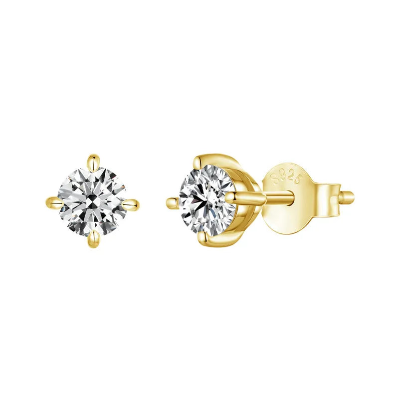 Gold Plated Moissanite Stud Earrings 925 Sterling Silver Engagement Bridal Gift BandsCo Straps
