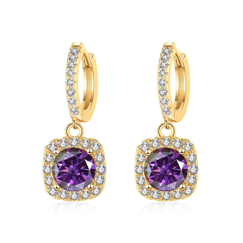 1ct GRA-Certified Moissanite Drop Earrings VVS D 18K Gold Plated 925 Sterling BandsCo Straps