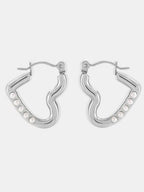 Gold Plated Stainless Steel Heart Hoop Earrings For Women