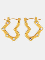 Gold Plated Stainless Steel Heart Hoop Earrings For Women