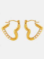 Gold Plated Stainless Steel Heart Hoop Earrings For Women