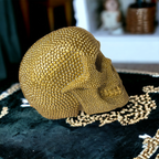 Gold Resin Beaded Skull Decor Rustic Table Accent Bookend Halloween Centerpiece