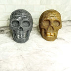 Gold Resin Beaded Skull Decor Rustic Table Accent Bookend Halloween Centerpiece