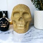 Gold Resin Beaded Skull Decor Rustic Table Accent Bookend Halloween Centerpiece