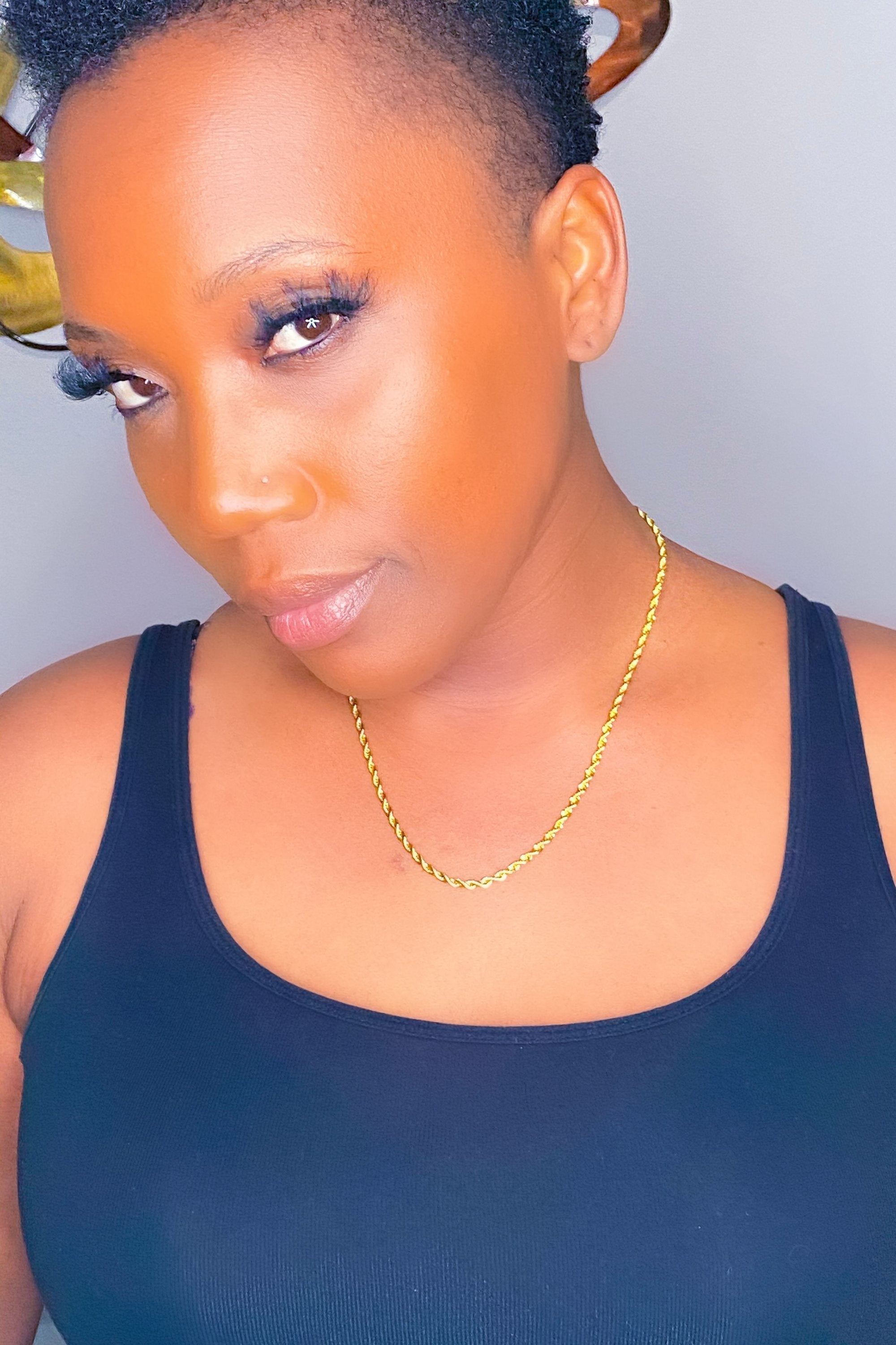 Gold Rope Chain Necklace 24 Inch Unisex Classic Everyday
