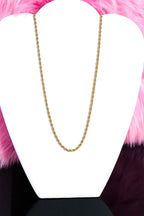 Gold Rope Chain Necklace 24 Inch Unisex Classic Everyday