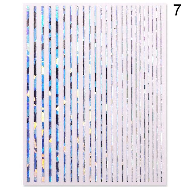 Gold Silver 3D Nail Sticker Curve Stripe Lines Nails Stickers Gradient Adhesive Striping Tape Nail Art Stickers Decal Decoration Metallic Curve Strip Line Nail Decal Self-Adhesive 3D Wave Design Decoration for Women Girls Stevvex