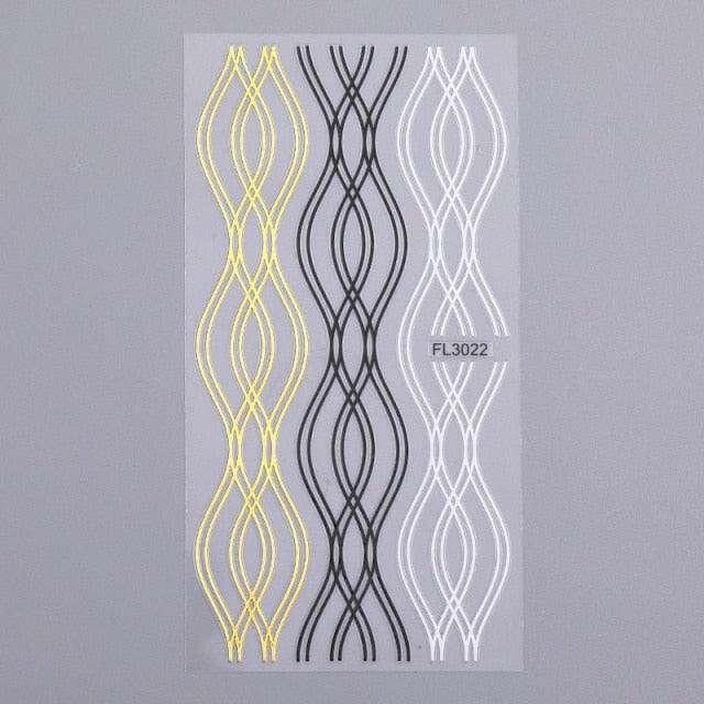 Gold Silver 3D Nail Sticker Curve Stripe Lines Nails Stickers Gradient Adhesive Striping Tape Nail Art Stickers Decal Decoration Metallic Curve Strip Line Nail Decal Self-Adhesive 3D Wave Design Decoration for Women Girls Stevvex