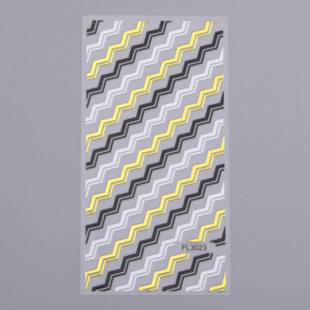 Gold Silver 3D Nail Sticker Curve Stripe Lines Nails Stickers Gradient Adhesive Striping Tape Nail Art Stickers Decal Decoration Metallic Curve Strip Line Nail Decal Self-Adhesive 3D Wave Design Decoration for Women Girls Stevvex