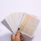 Gold Silver 3D Nail Sticker Curve Stripe Lines Nails Stickers Gradient Adhesive Striping Tape Nail Art Stickers Decal Decoration Metallic Curve Strip Line Nail Decal Self-Adhesive 3D Wave Design Decoration for Women Girls Stevvex