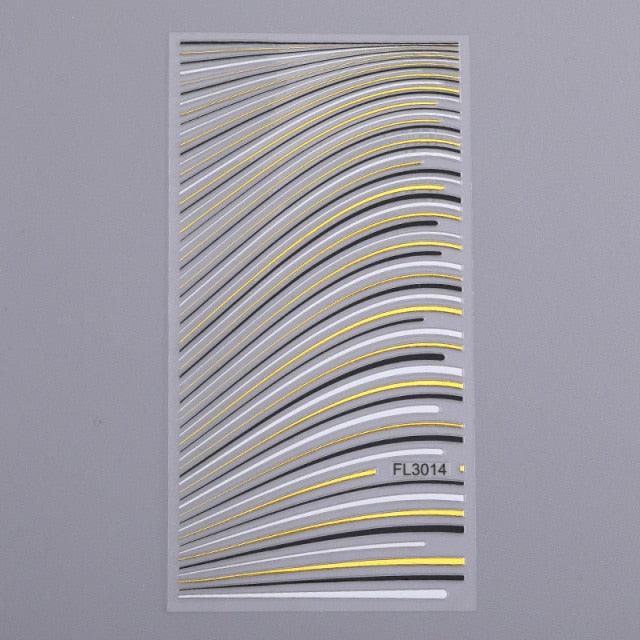 Gold Silver 3D Nail Sticker Curve Stripe Lines Nails Stickers Gradient Adhesive Striping Tape Nail Art Stickers Decal Decoration Metallic Curve Strip Line Nail Decal Self-Adhesive 3D Wave Design Decoration for Women Girls Stevvex
