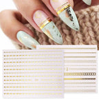 Gold Silver 3D Nail Sticker Curve Stripe Lines Nails Stickers Gradient Adhesive Striping Tape Nail Art Stickers Decal Decoration Metallic Curve Strip Line Nail Decal Self-Adhesive 3D Wave Design Decoration for Women Girls Stevvex
