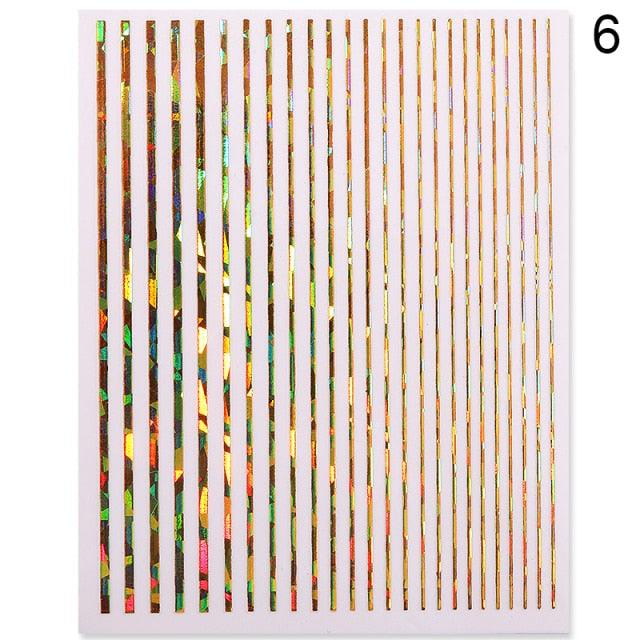 Gold Silver 3D Nail Sticker Curve Stripe Lines Nails Stickers Gradient Adhesive Striping Tape Nail Art Stickers Decal Decoration Metallic Curve Strip Line Nail Decal Self-Adhesive 3D Wave Design Decoration for Women Girls Stevvex