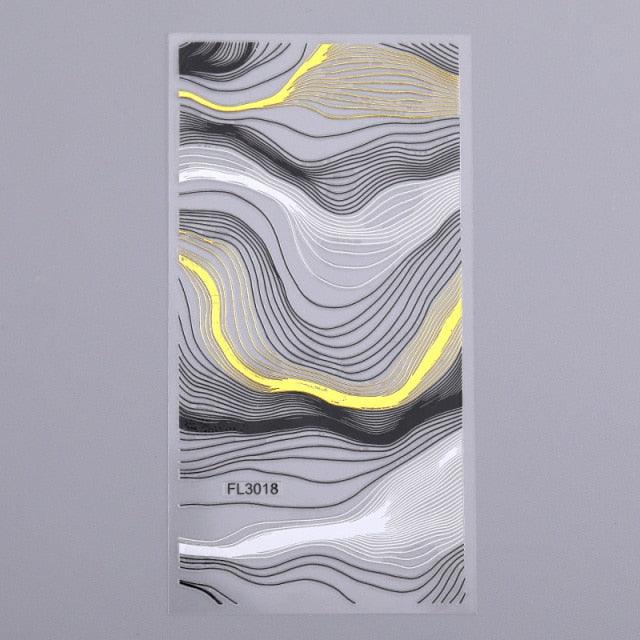 Gold Silver 3D Nail Sticker Curve Stripe Lines Nails Stickers Gradient Adhesive Striping Tape Nail Art Stickers Decal Decoration Metallic Curve Strip Line Nail Decal Self-Adhesive 3D Wave Design Decoration for Women Girls Stevvex