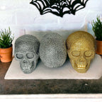 Gold Resin Beaded Skull Decor Rustic Table Accent Bookend Halloween Centerpiece