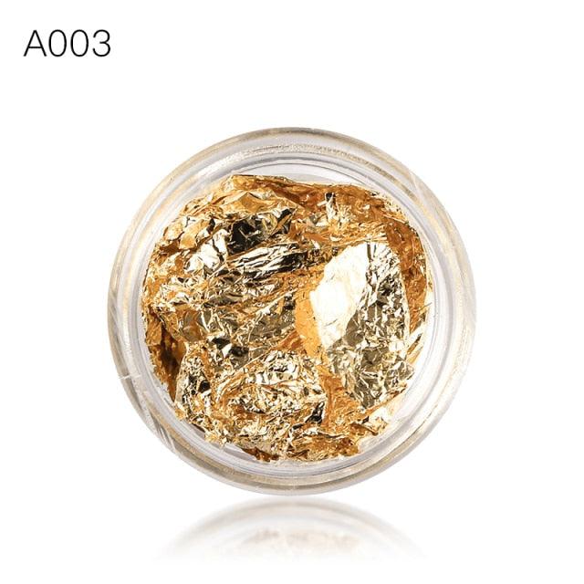 Gold Silver Irregular Aluminum Foil Paper Nail Art Sticker 3D Glitter Manicure UV Gel Polish Nail Decoration Tools Decoration Stickers Decoration New Gold Nail Transfer Foils for Nail Arts Nails Supply Holographic Effect Nail Art Foil Stickers Stevvex