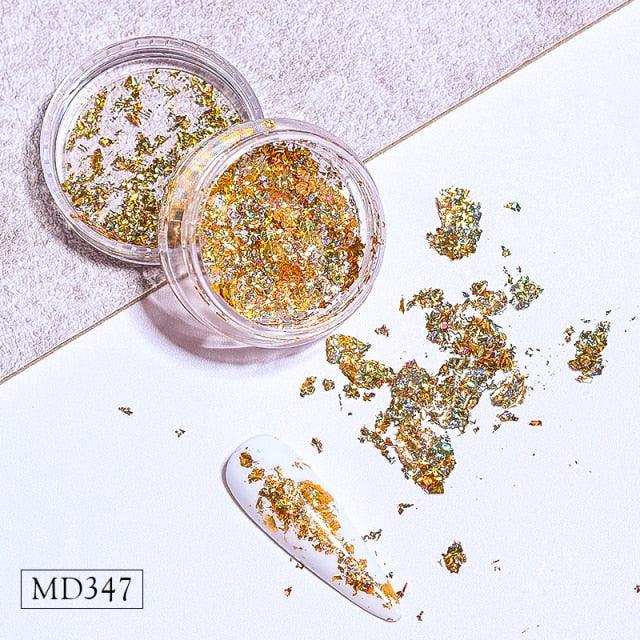 Gold Silver Irregular Aluminum Foil Paper Nail Art Sticker 3D Glitter Manicure UV Gel Polish Nail Decoration Tools Decoration Stickers Decoration New Gold Nail Transfer Foils for Nail Arts Nails Supply Holographic Effect Nail Art Foil Stickers Stevvex