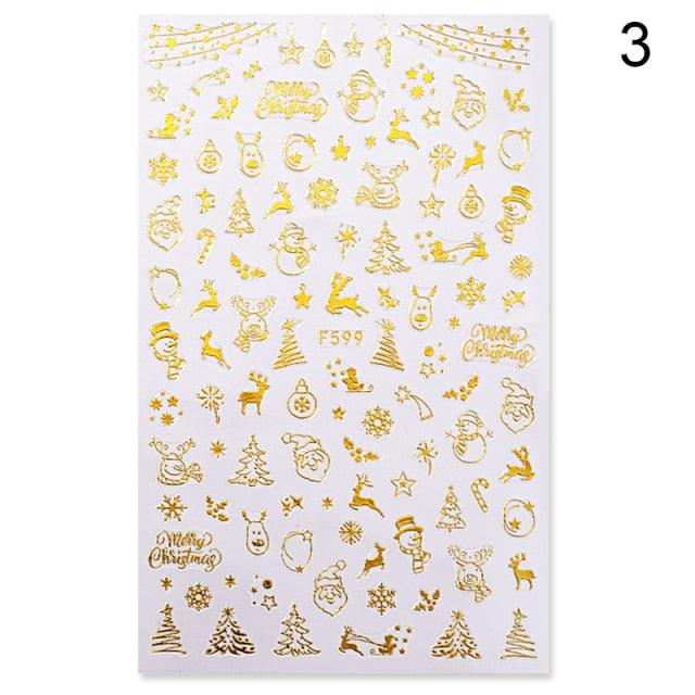 Gold Silver White Snowflakes 3D Nail Stickers Iridescent Self Adhesive Transfer Decals Manicures Art Decoration Slider  Nails Decals Sticker Hot Sexy Girl Tip Back Glue Decal Cool Lollipop Self Adhesive Acrylic Tips Tool Decoration Stevvex