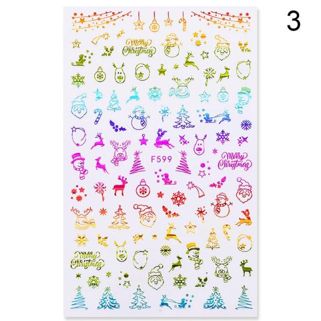 Gold Silver White Snowflakes 3D Nail Stickers Iridescent Self Adhesive Transfer Decals Manicures Art Decoration Slider  Nails Decals Sticker Hot Sexy Girl Tip Back Glue Decal Cool Lollipop Self Adhesive Acrylic Tips Tool Decoration Stevvex