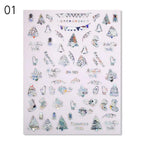 Gold Silver White Snowflakes 3D Nail Stickers Iridescent Self Adhesive Transfer Decals Manicures Art Decoration Slider  Nails Decals Sticker Hot Sexy Girl Tip Back Glue Decal Cool Lollipop Self Adhesive Acrylic Tips Tool Decoration Stevvex