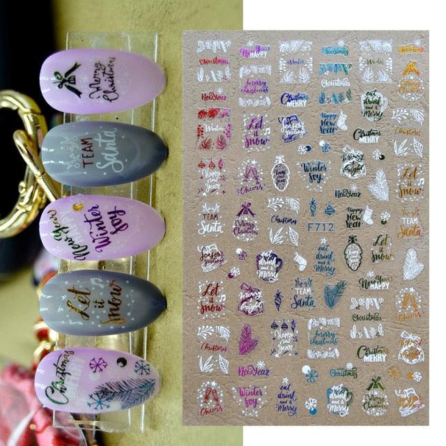 Gold Silver White Snowflakes 3D Nail Stickers Iridescent Self Adhesive Transfer Decals Manicures Art Decoration Slider  Nails Decals Sticker Hot Sexy Girl Tip Back Glue Decal Cool Lollipop Self Adhesive Acrylic Tips Tool Decoration Stevvex