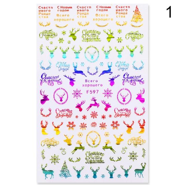 Gold Silver White Snowflakes 3D Nail Stickers Iridescent Self Adhesive Transfer Decals Manicures Art Decoration Slider  Nails Decals Sticker Hot Sexy Girl Tip Back Glue Decal Cool Lollipop Self Adhesive Acrylic Tips Tool Decoration Stevvex