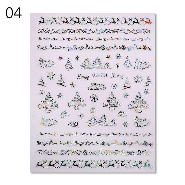 Gold Silver White Snowflakes 3D Nail Stickers Iridescent Self Adhesive Transfer Decals Manicures Art Decoration Slider  Nails Decals Sticker Hot Sexy Girl Tip Back Glue Decal Cool Lollipop Self Adhesive Acrylic Tips Tool Decoration Stevvex