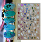 Gold Silver White Snowflakes 3D Nail Stickers Iridescent Self Adhesive Transfer Decals Manicures Art Decoration Slider  Nails Decals Sticker Hot Sexy Girl Tip Back Glue Decal Cool Lollipop Self Adhesive Acrylic Tips Tool Decoration Stevvex