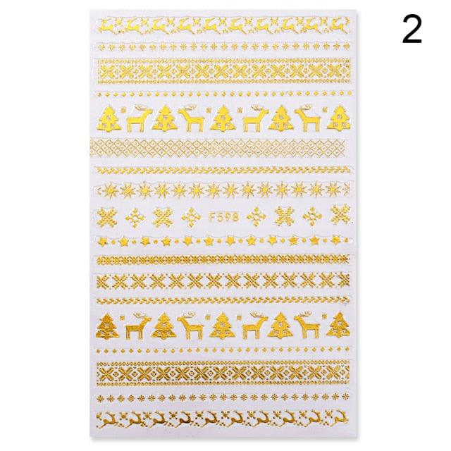 Gold Silver White Snowflakes 3D Nail Stickers Iridescent Self Adhesive Transfer Decals Manicures Art Decoration Slider  Nails Decals Sticker Hot Sexy Girl Tip Back Glue Decal Cool Lollipop Self Adhesive Acrylic Tips Tool Decoration Stevvex